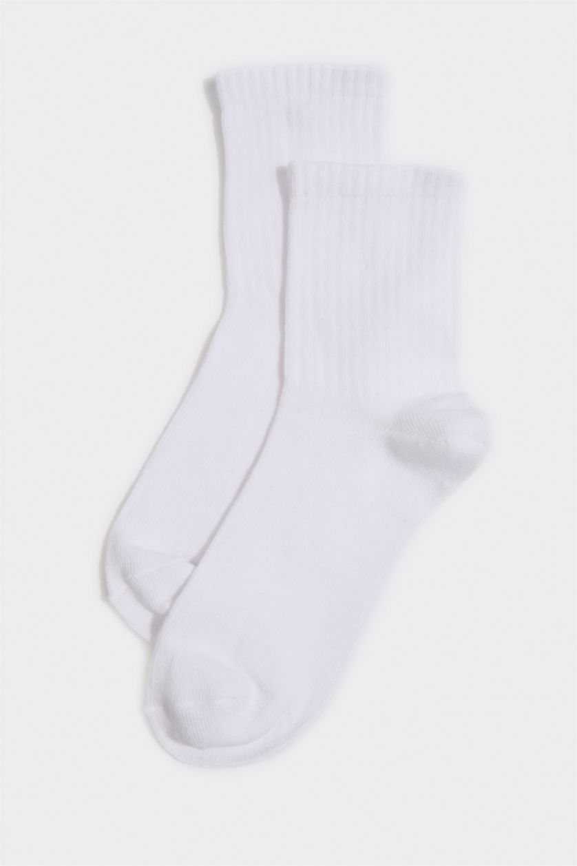 Erkek Çocuk - Genç Erkek Beyaz 3'lü Pamuklu Uzun Çorap Erkek Çocuk