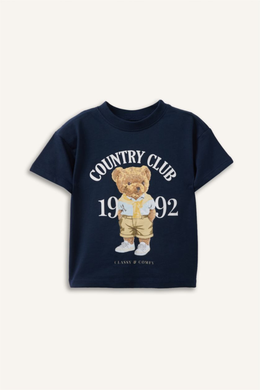 Erkek Bebek Lacivert Ayıcıklı Tişört Erkek Bebek