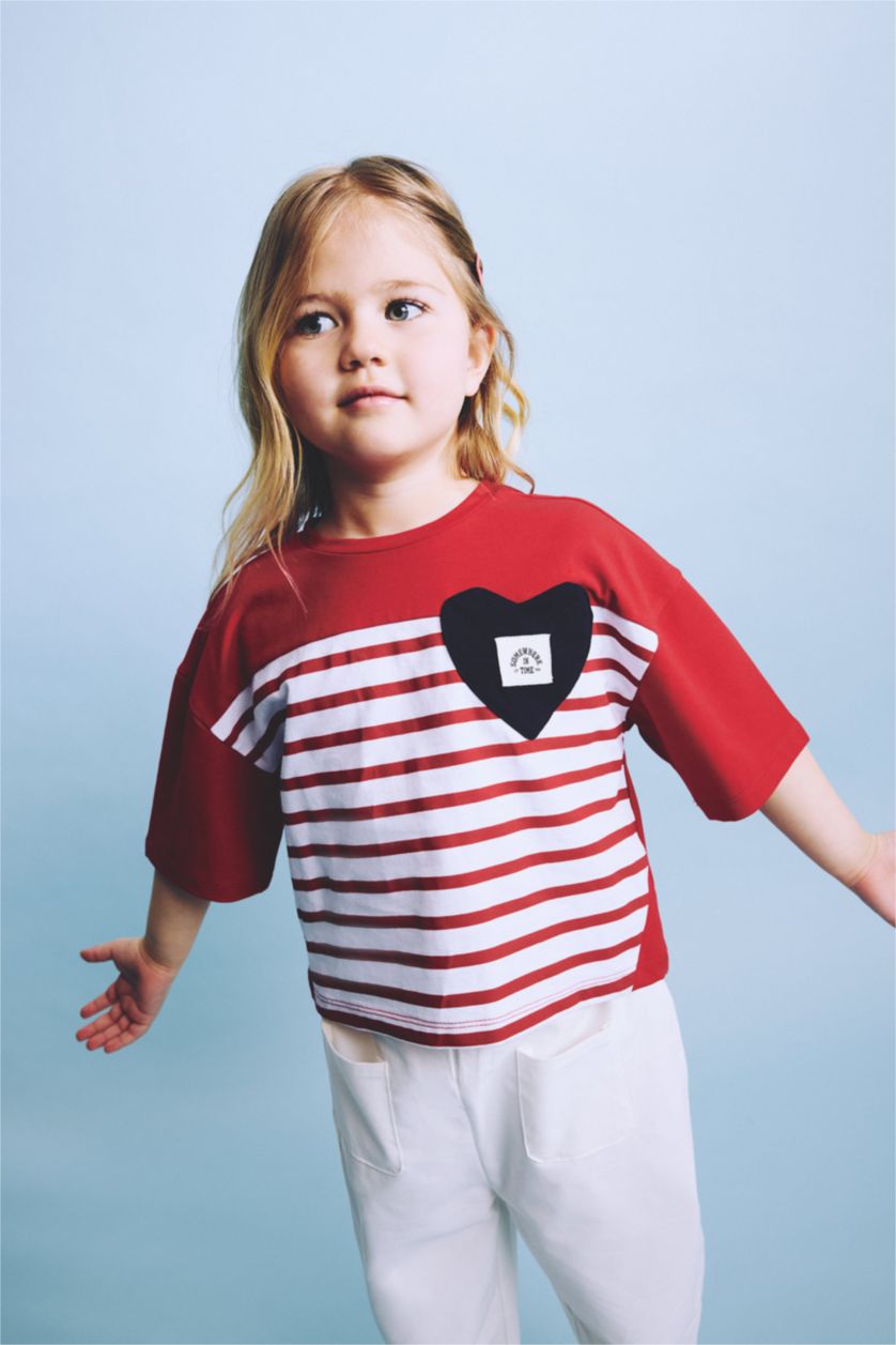 Сәби Қыз қызыл Қыз бала сәбилерге арналған жолақты футболка шалбар 2 дана жинақ