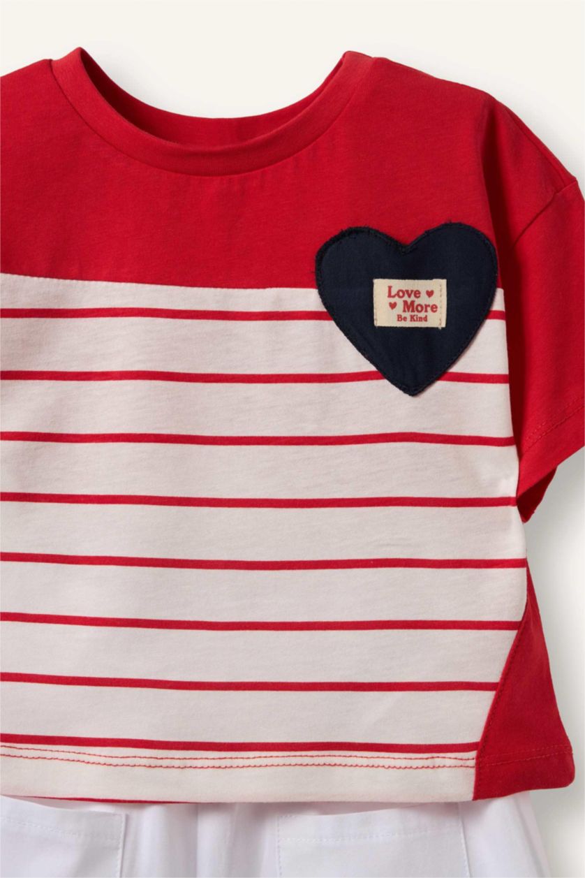 Сәби Қыз қызыл Қыз бала сәбилерге арналған жолақты футболка шалбар 2 дана жинақ