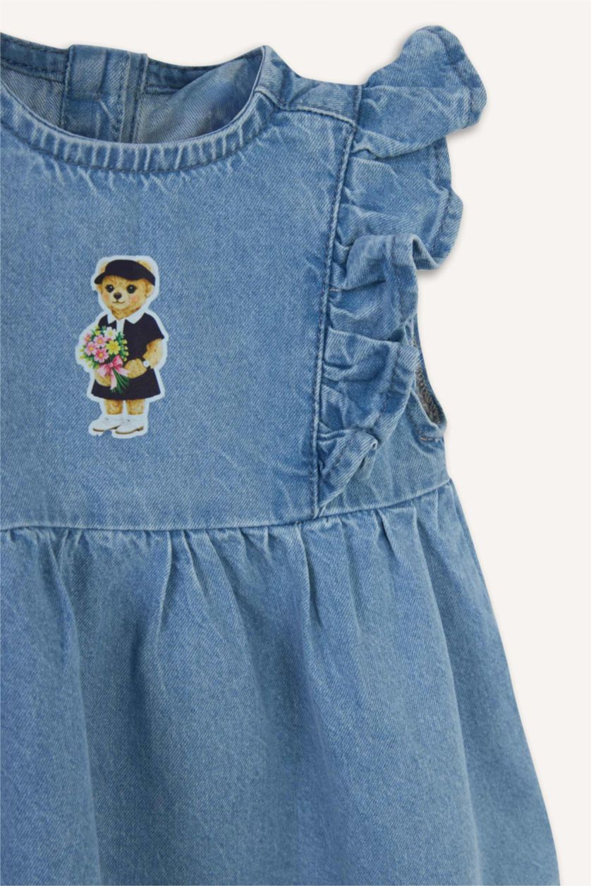 BABY GIRL Light Blue Relax Fit Printed Sleeveless Dress