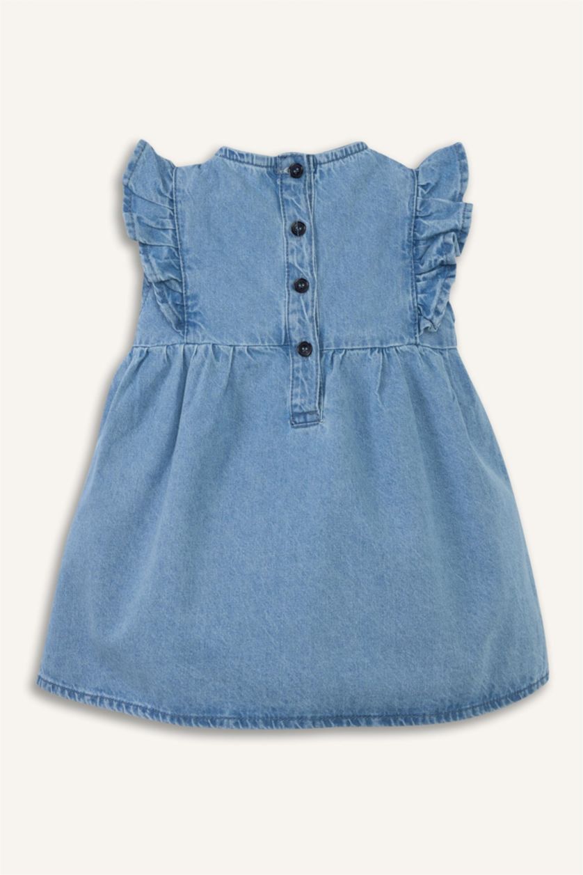 BABY GIRL Light Blue Relax Fit Printed Sleeveless Dress