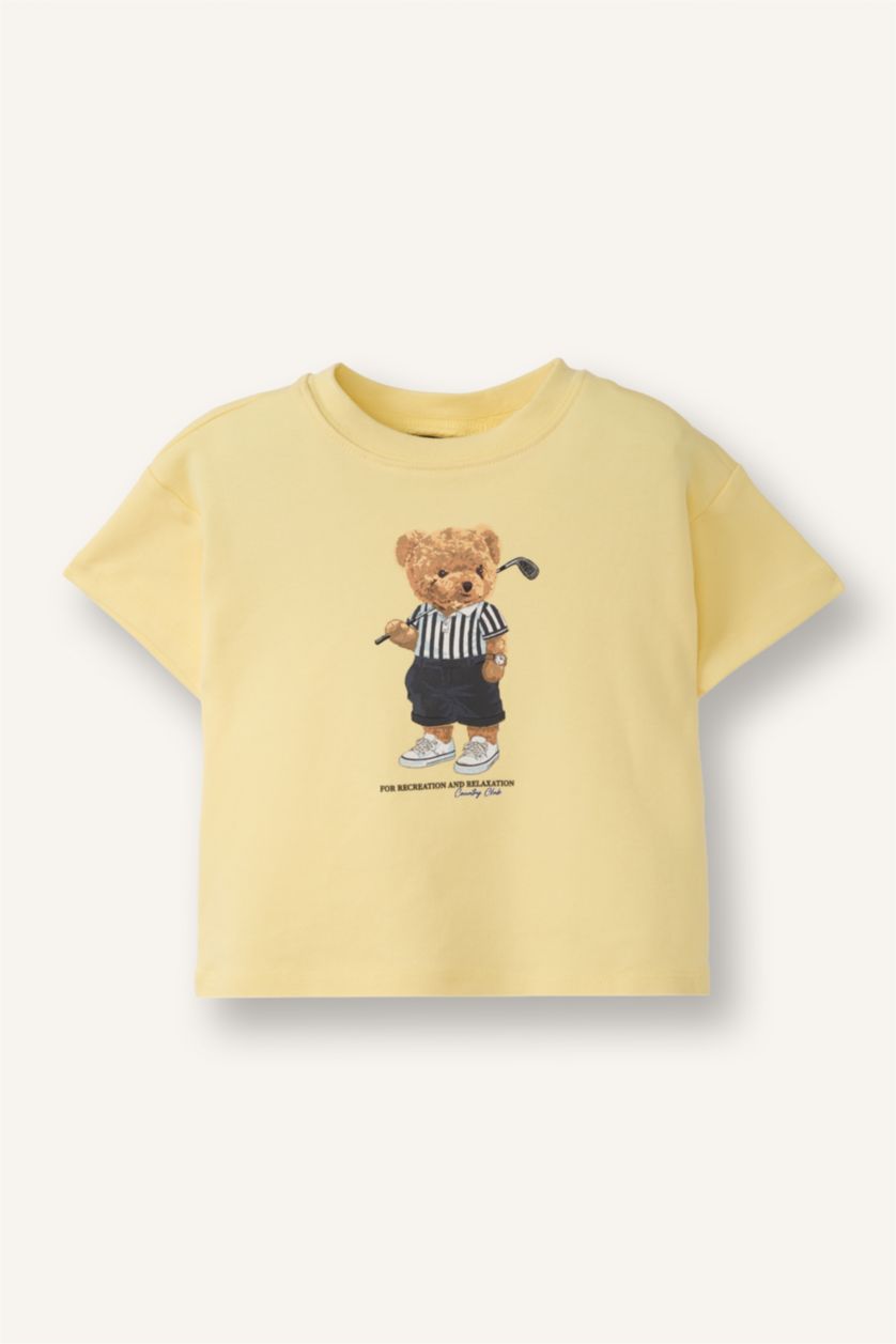 Erkek Bebek Sarı Ayıcıklı Tişört Erkek Bebek