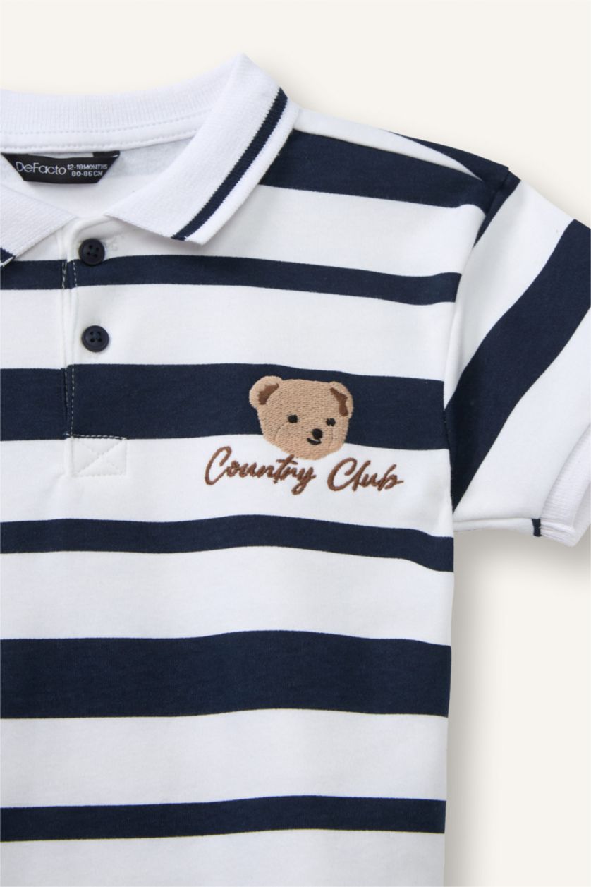 Erkek Bebek Beyaz %100 Pamuk Polo Tişört Erkek Bebek