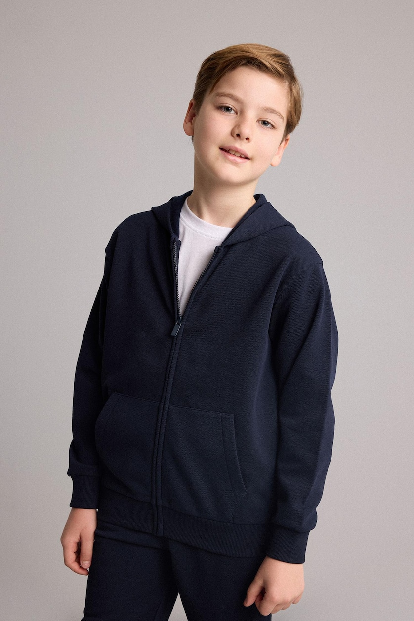 Young Boys - Teen Boys NAVY Boy Zip-Up with Pockets Hooded Sweatshirt