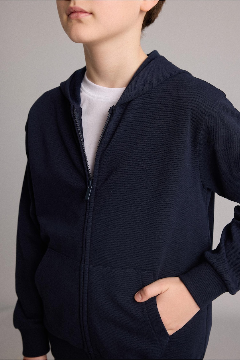 Young Boys - Teen Boys NAVY Boy Zip-Up with Pockets Hooded Sweatshirt