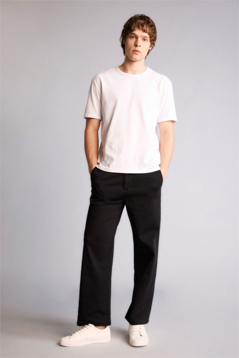 Man Black Wide Leg Trousers