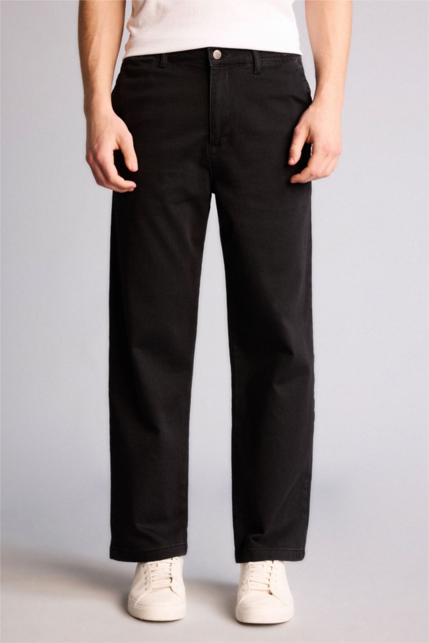 Man Black Wide Leg Trousers
