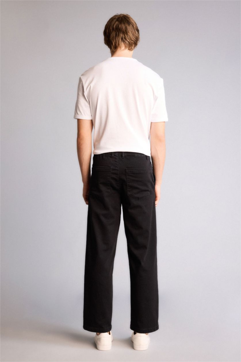 Man Black Wide Leg Trousers
