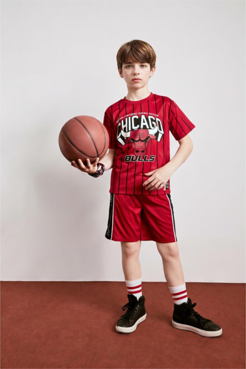 Erkek Çocuk - Genç Erkek Kırmızı NBA Chıcago Bulls Regular Fıt Şort Erkek Çocuk