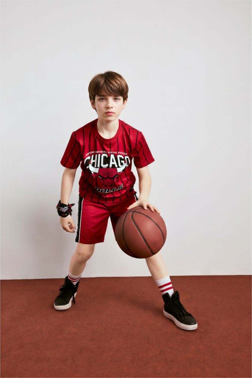 Erkek Çocuk - Genç Erkek Kırmızı NBA Chıcago Bulls Regular Fıt Şort Erkek Çocuk