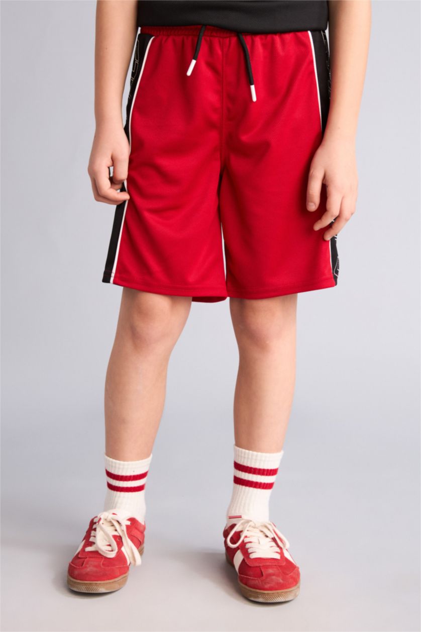 Erkek Çocuk - Genç Erkek Kırmızı NBA Regular Fit Tül Şort Erkek Çocuk