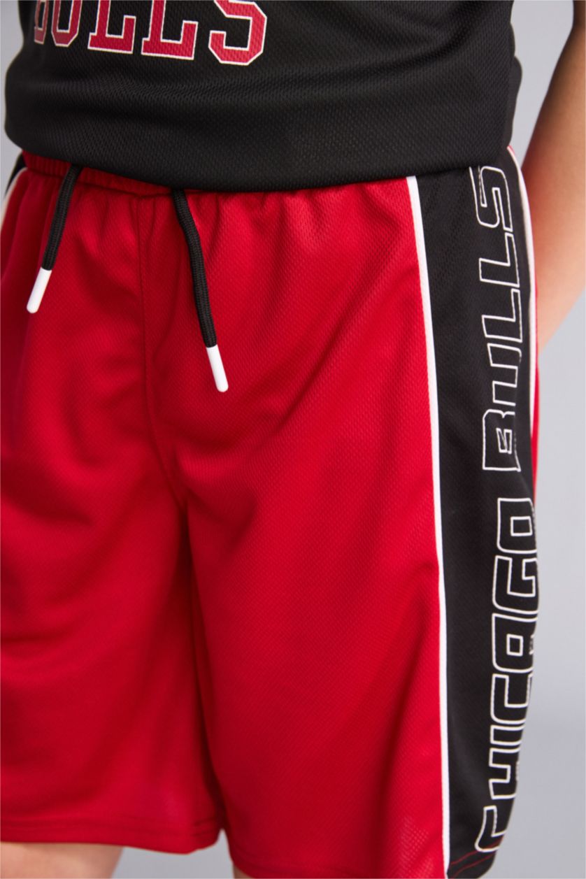 Erkek Çocuk - Genç Erkek Kırmızı NBA Regular Fit Tül Şort Erkek Çocuk