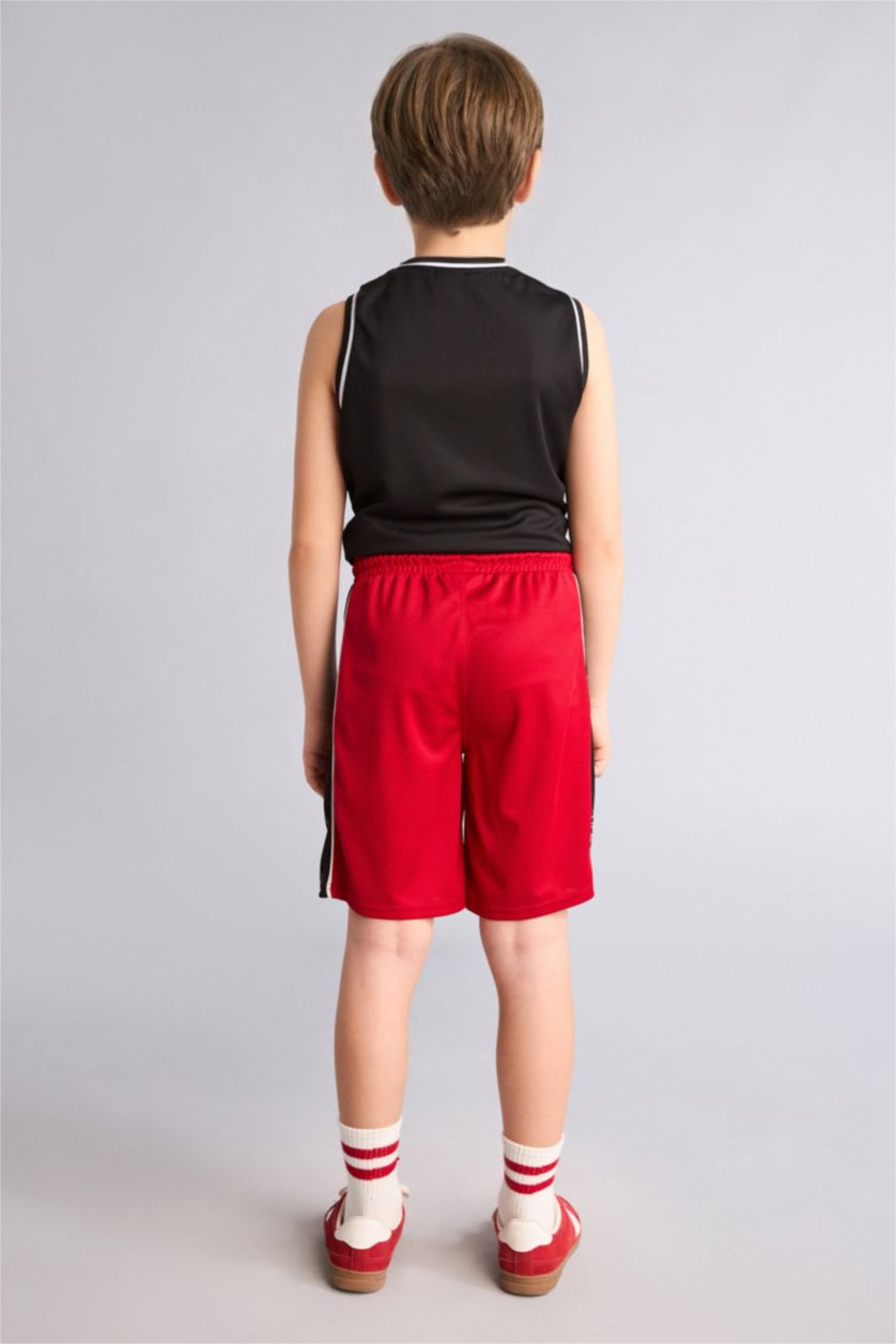 Erkek Çocuk - Genç Erkek Kırmızı NBA Regular Fit Tül Şort Erkek Çocuk