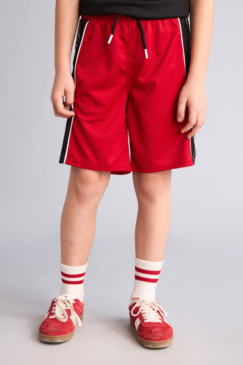BOYS & TEENS Red Regular Fit NBA Chicago Bulls Elastic Band Shorts