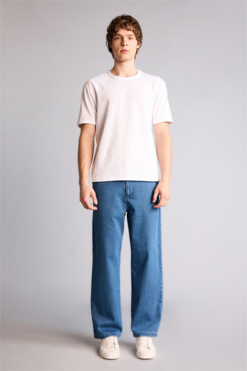 Man Blue Wide Leg Trousers