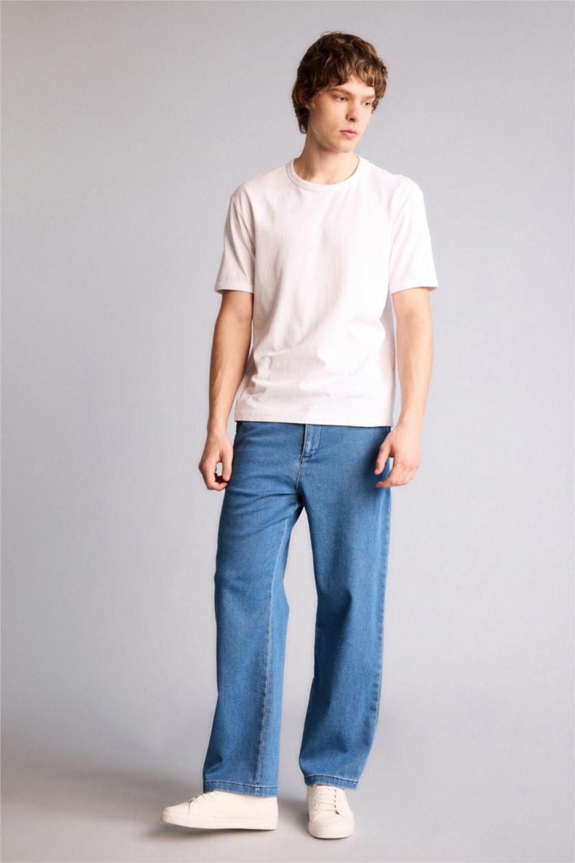Man Blue Wide Leg Trousers