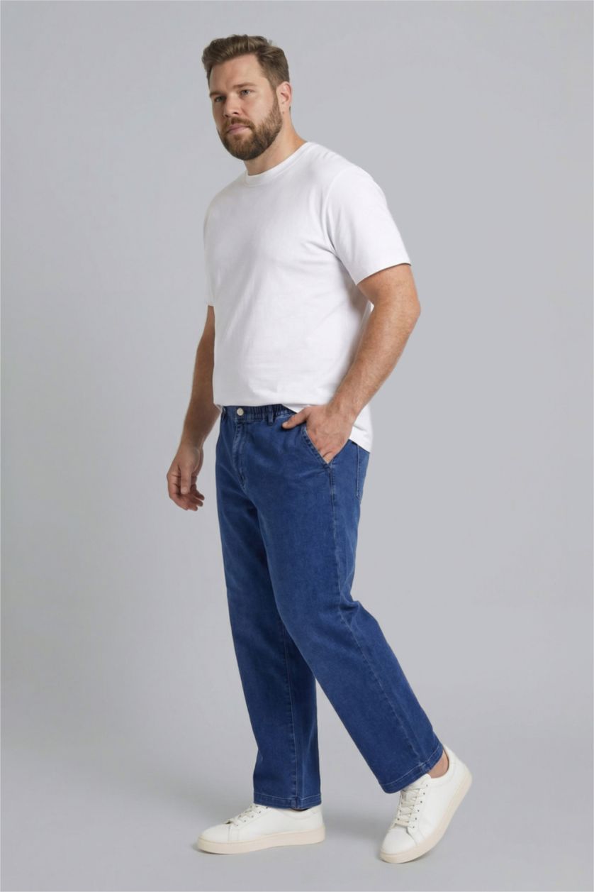 Erkek Mavi Wıde Leg Pantolon