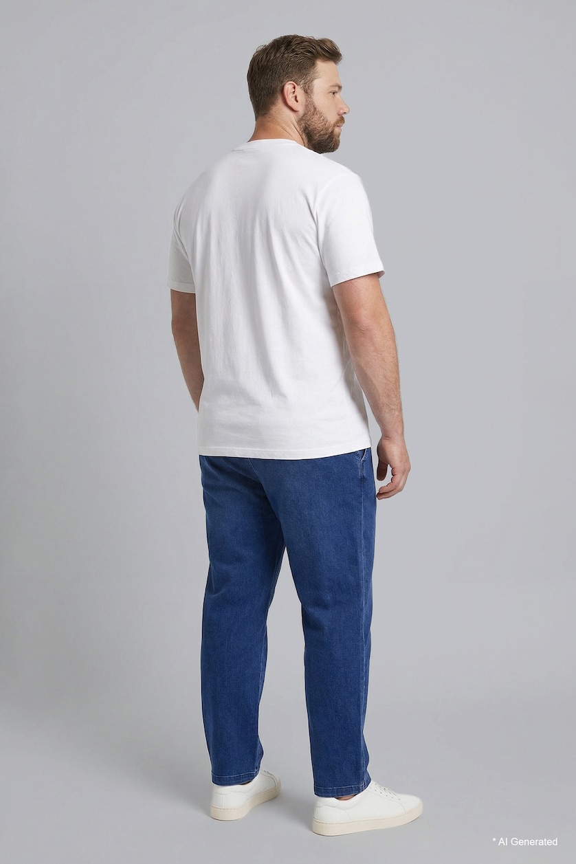 Men Blue Plus Size Wide Leg Trousers
