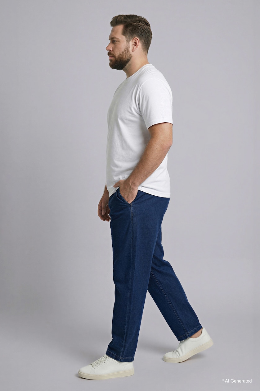 رجال أزرق غامق Plus Size Wide Leg Trousers