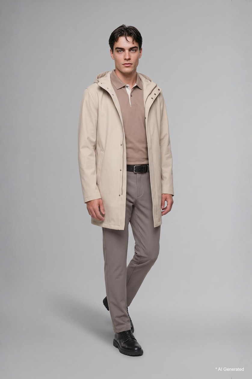 MAN Stone Faux Leather Hooded Coat