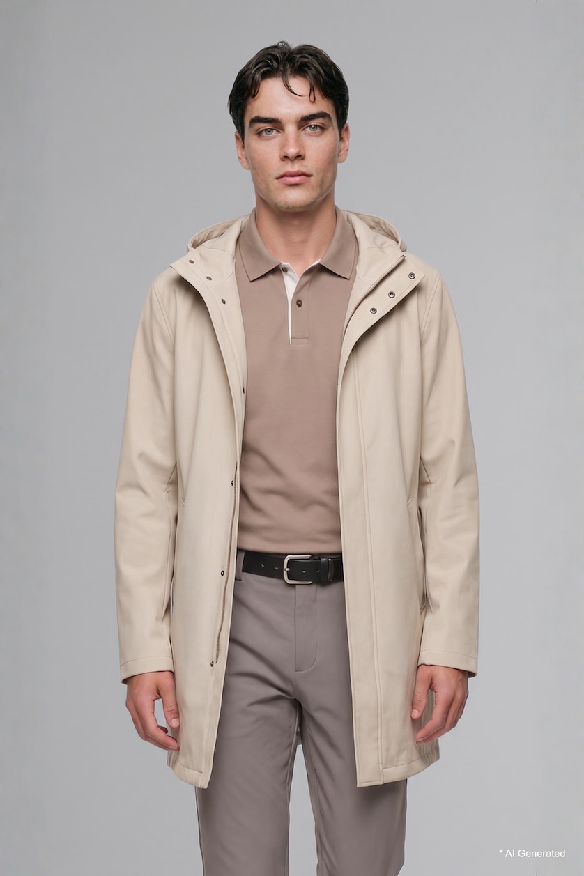 MAN Stone Faux Leather Hooded Coat