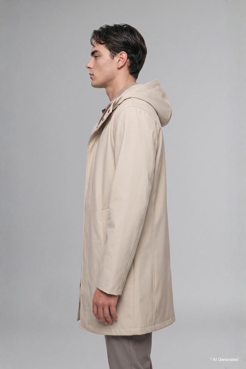 MAN Stone Faux Leather Hooded Coat