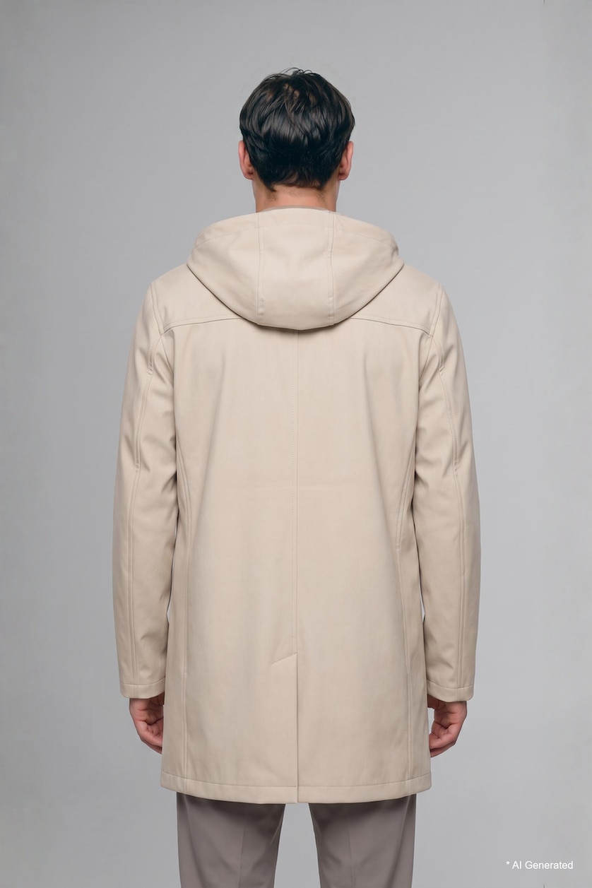 MAN Stone Faux Leather Hooded Coat