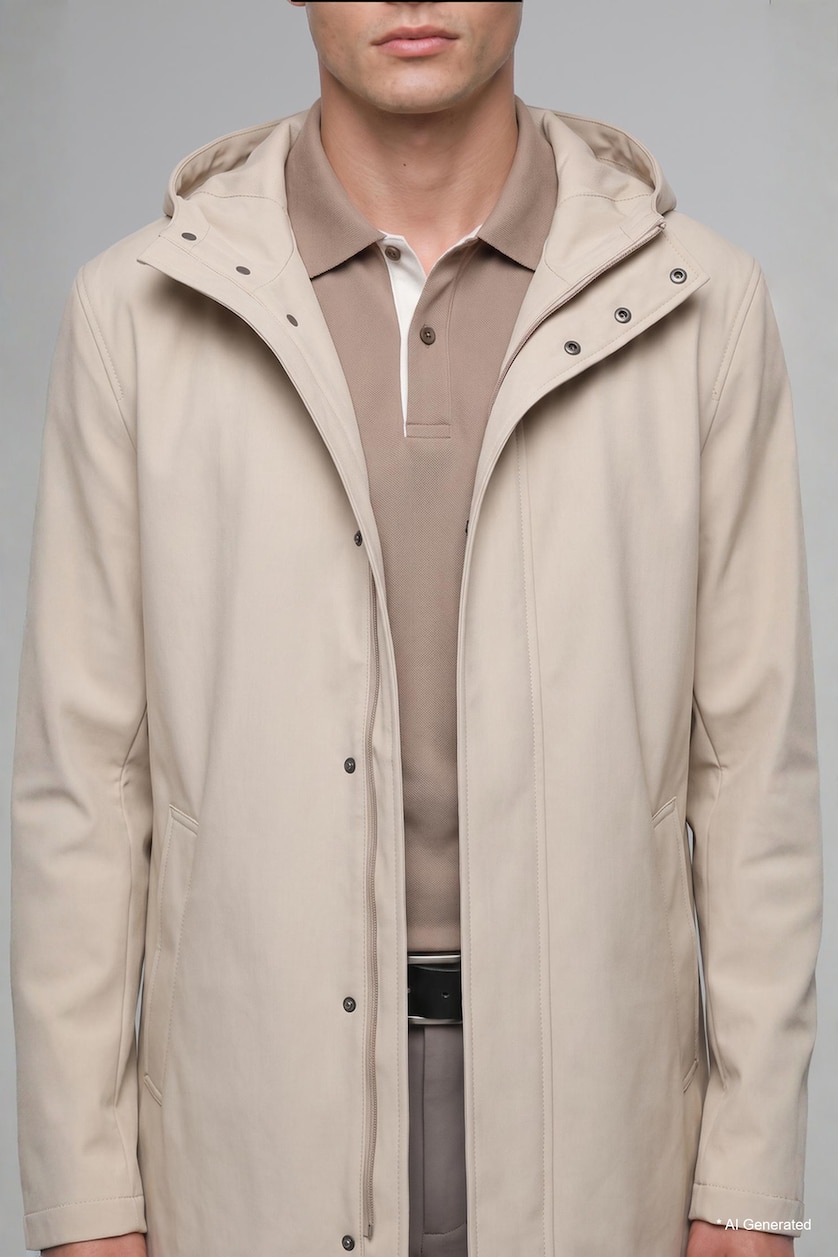 MAN Stone Faux Leather Hooded Coat