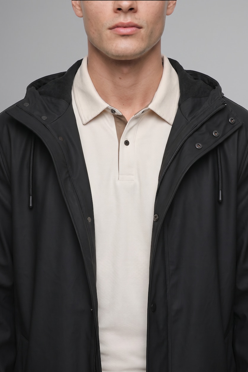 MAN Black Faux Leather Hooded Coat
