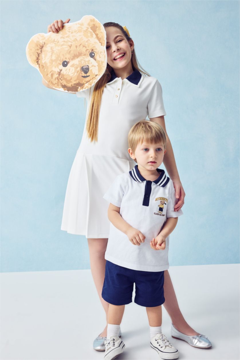 طفل صغير أبيض سيت بيبي ولادي بطبعة دب - قطعتين