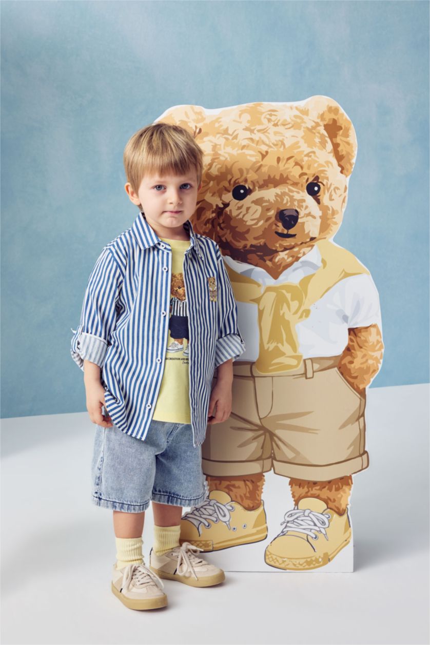 Erkek Bebek Açık Mavi Regular Fıt Jean Şort Erkek Bebek