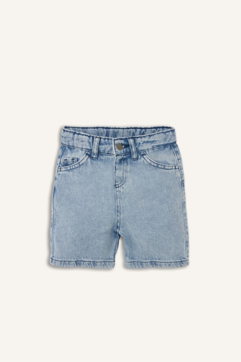 Erkek Bebek Açık Mavi Regular Fıt Jean Şort Erkek Bebek