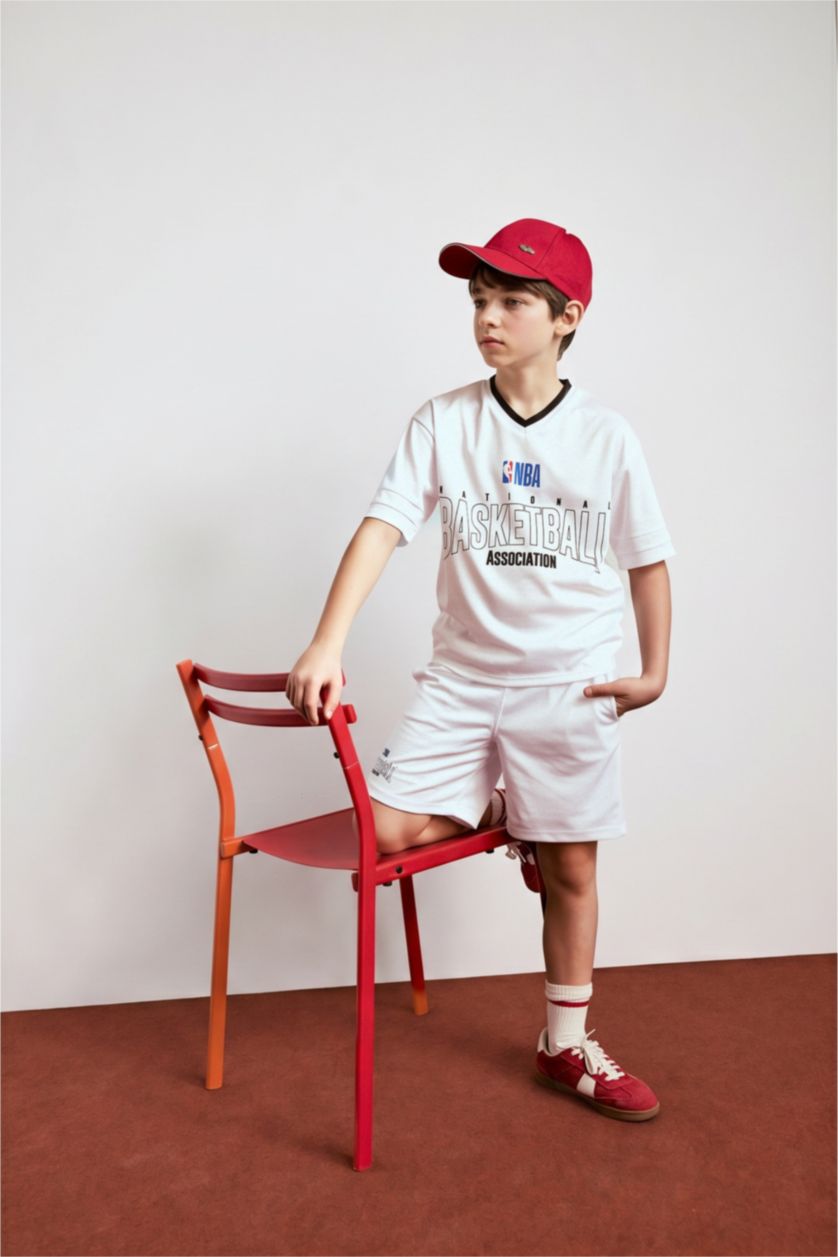 Erkek Çocuk - Genç Erkek Beyaz NBA Kısa kollu Tişört Erkek Çocuk