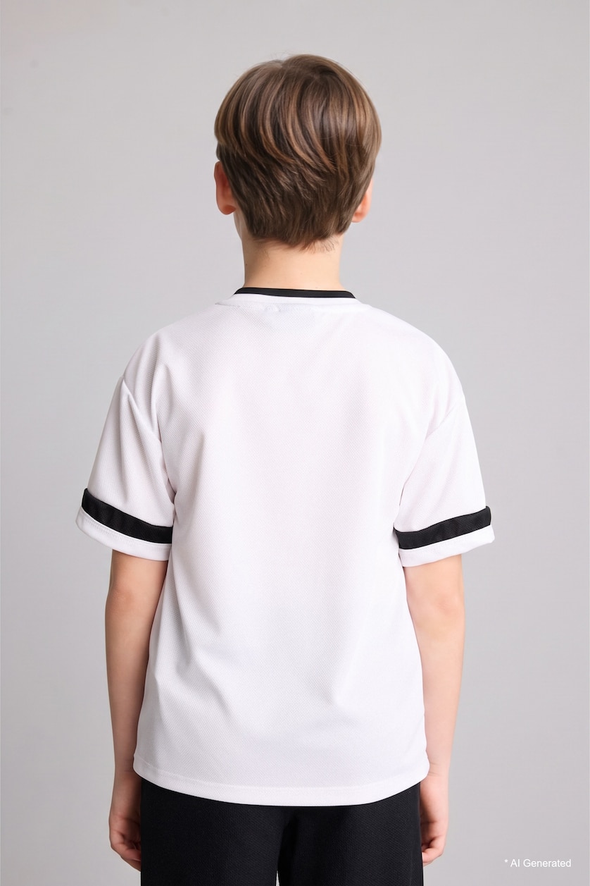 GARÇONS Blanc T-shirt NBA Wordmark  à manches courtes et col V pour garçon