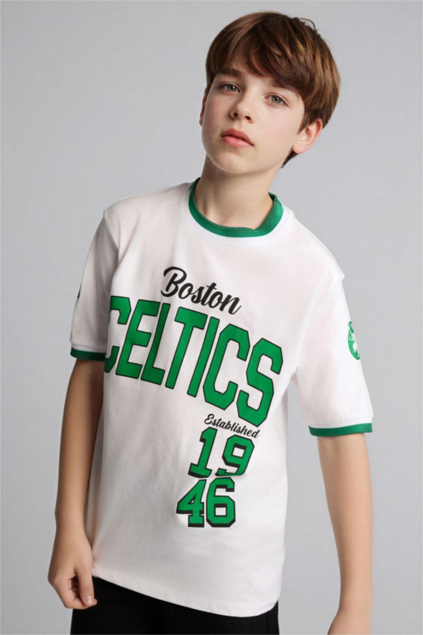 Erkek Çocuk - Genç Erkek Beyaz Nba Boston Celtıcs New Regular Fıt Tişört