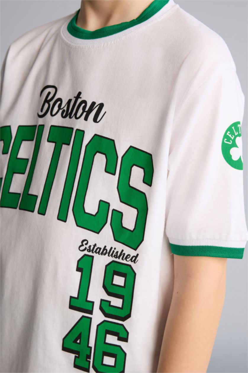Erkek Çocuk - Genç Erkek Beyaz Nba Boston Celtıcs New Regular Fıt Tişört