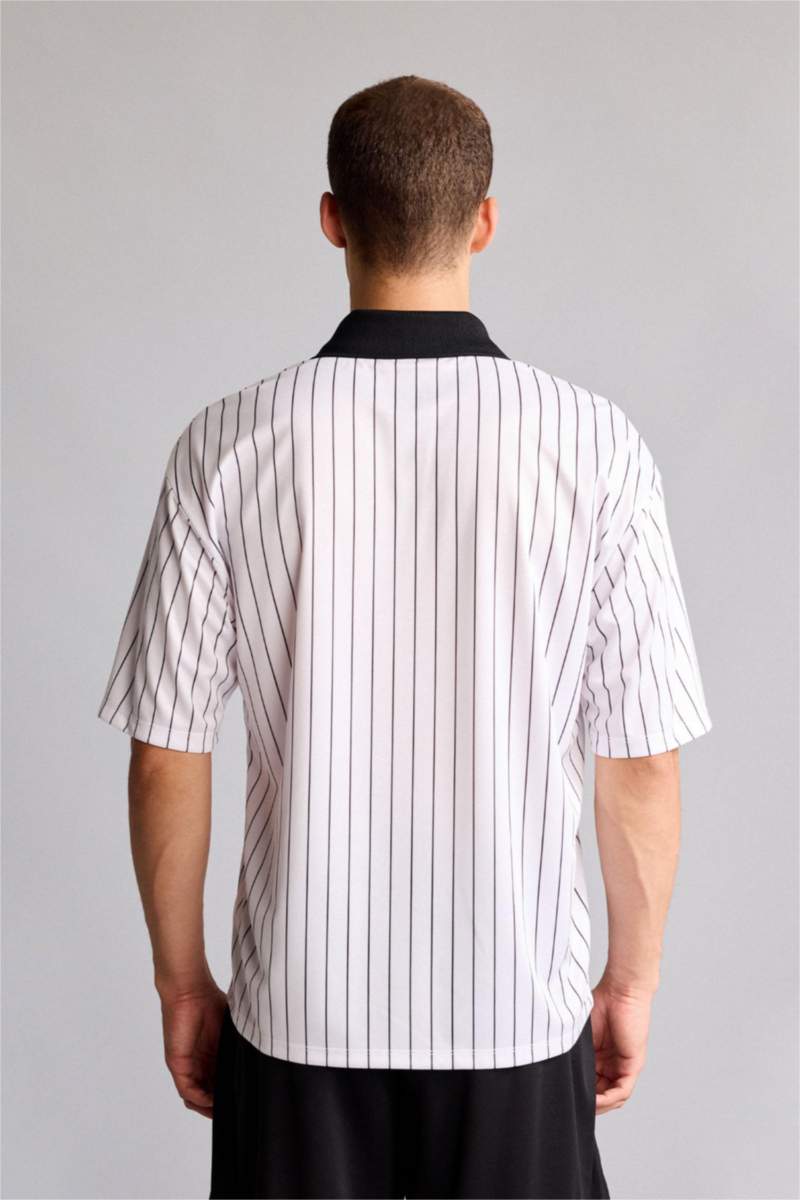 Erkek Beyaz Boxy Fit Polo Tişört