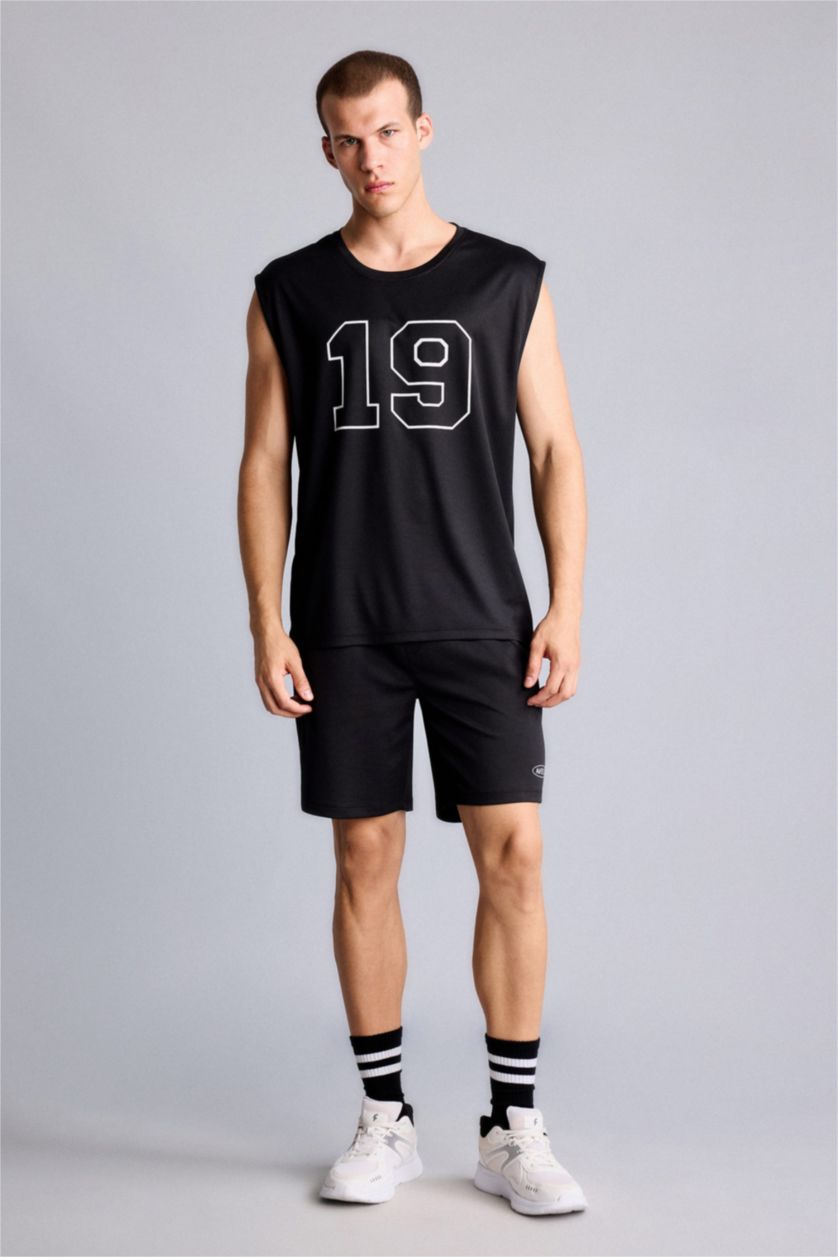 Erkek Siyah Boxy Fit Sporcu Atlet