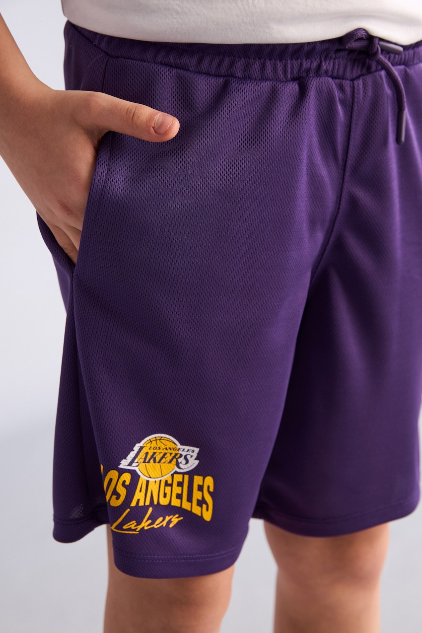 Erkek Çocuk - Genç Erkek Koyu Mor NBA Los Angeles Lakers Regular Fıt Şort Erkek Çocuk