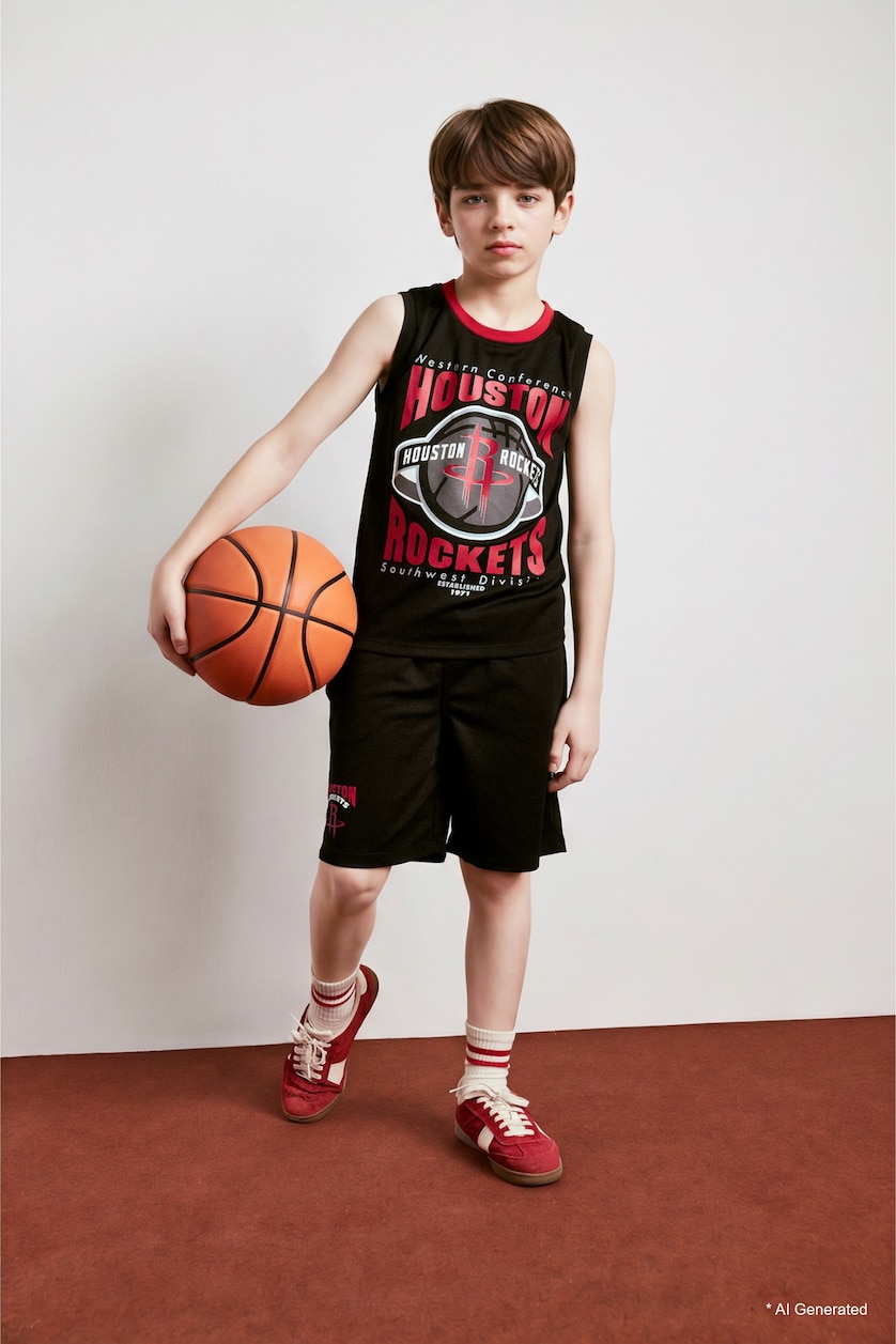 Erkek Çocuk - Genç Erkek Siyah NBA Regular Fit Şort Erkek Çocuk