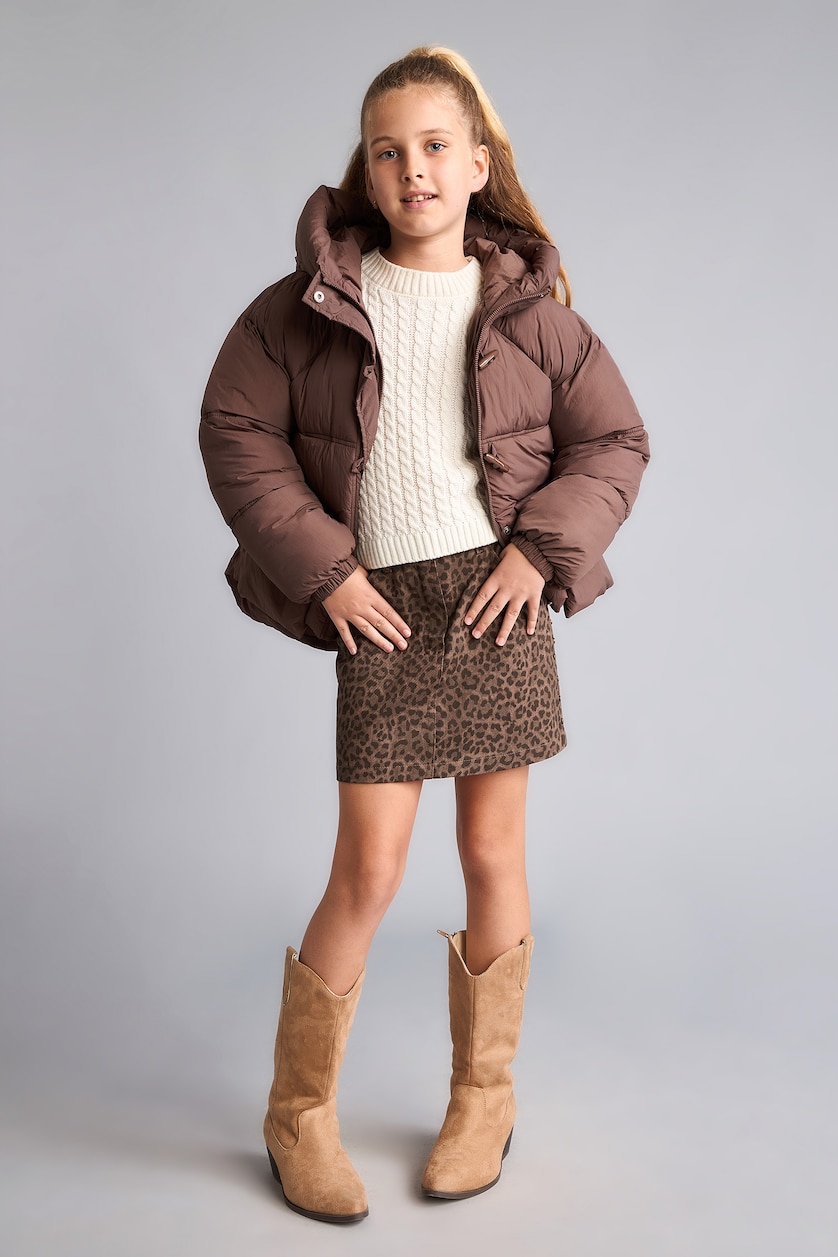 Young Girls - Teen Girls Brown Girl Hooded Puffer Jacket