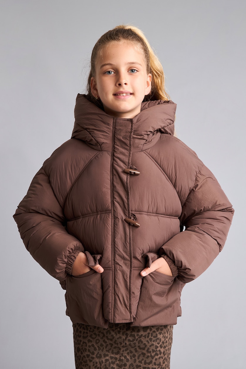 Young Girls - Teen Girls Brown Girl Hooded Puffer Jacket