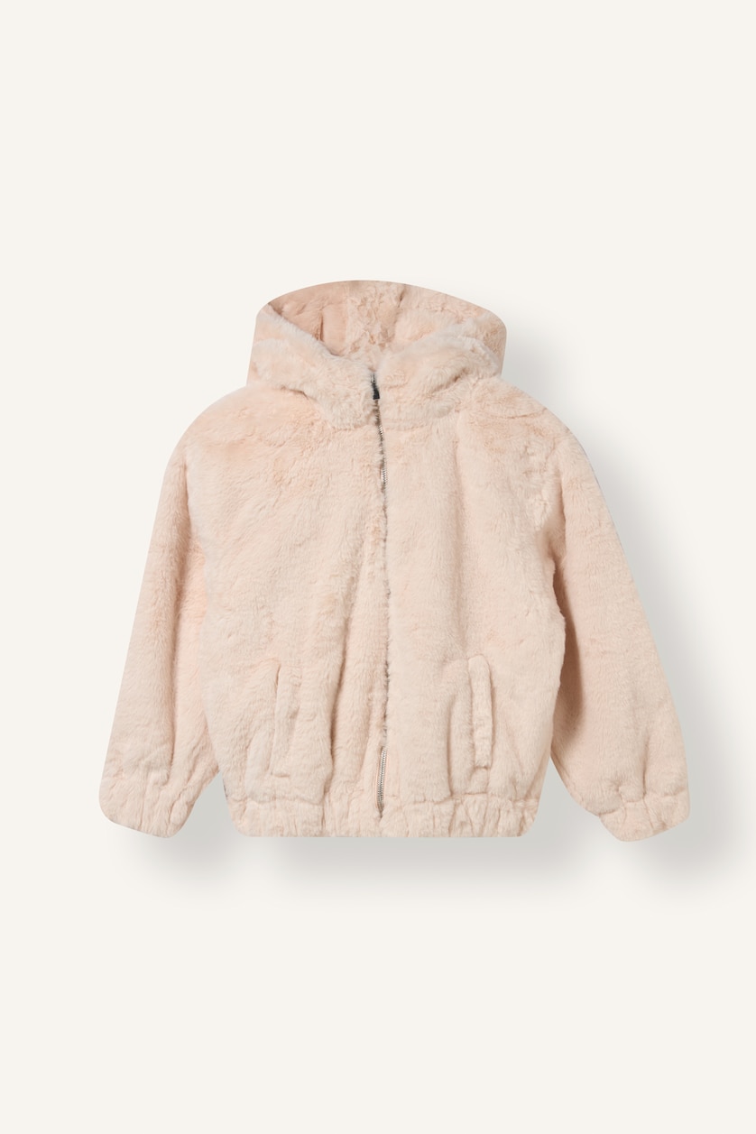 Young Girls - Teen Girls Light Rose Girl Faux Fur Zip Up Plush Jacket