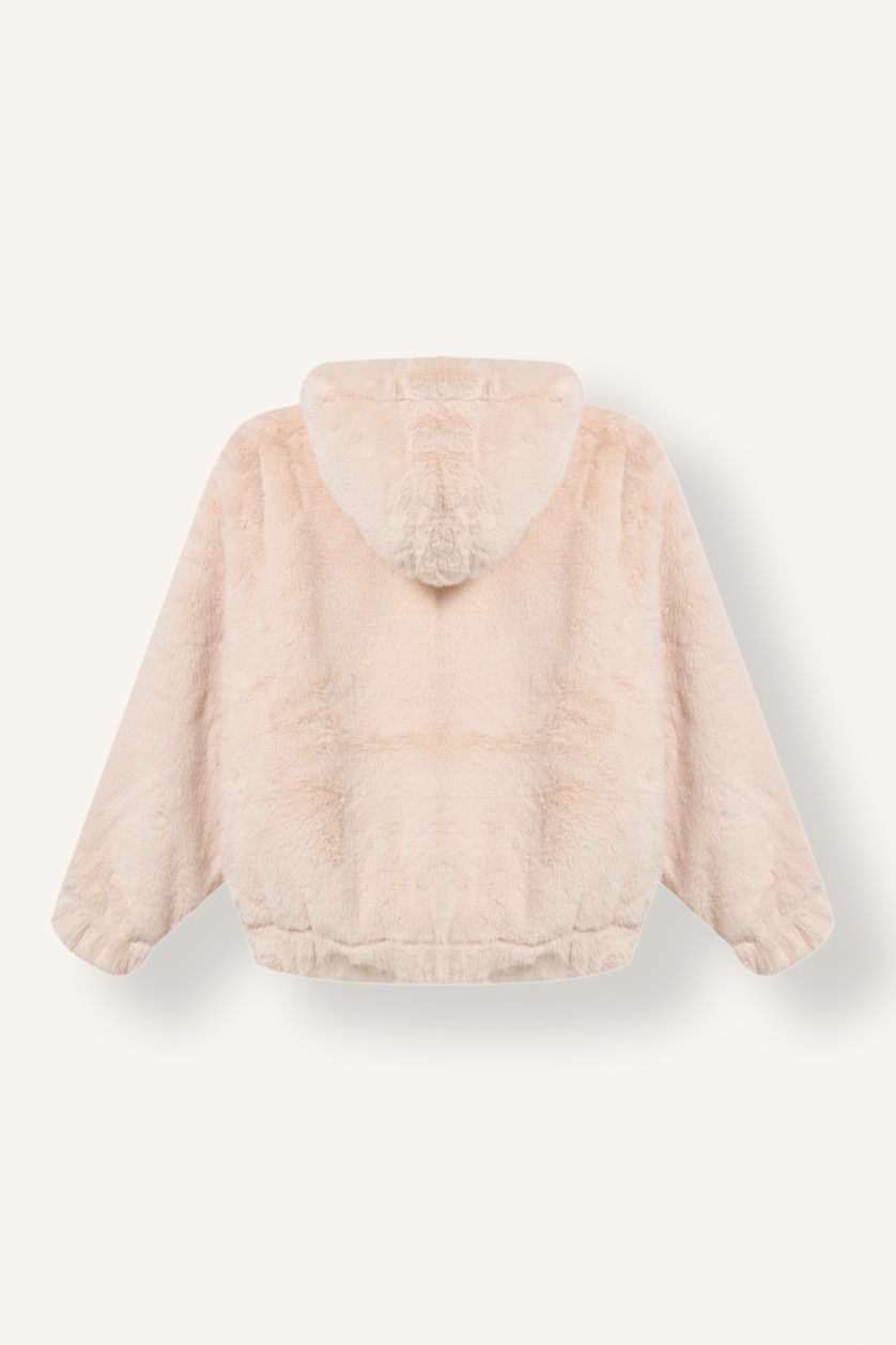 Young Girls - Teen Girls Light Rose Girl Faux Fur Zip Up Plush Jacket