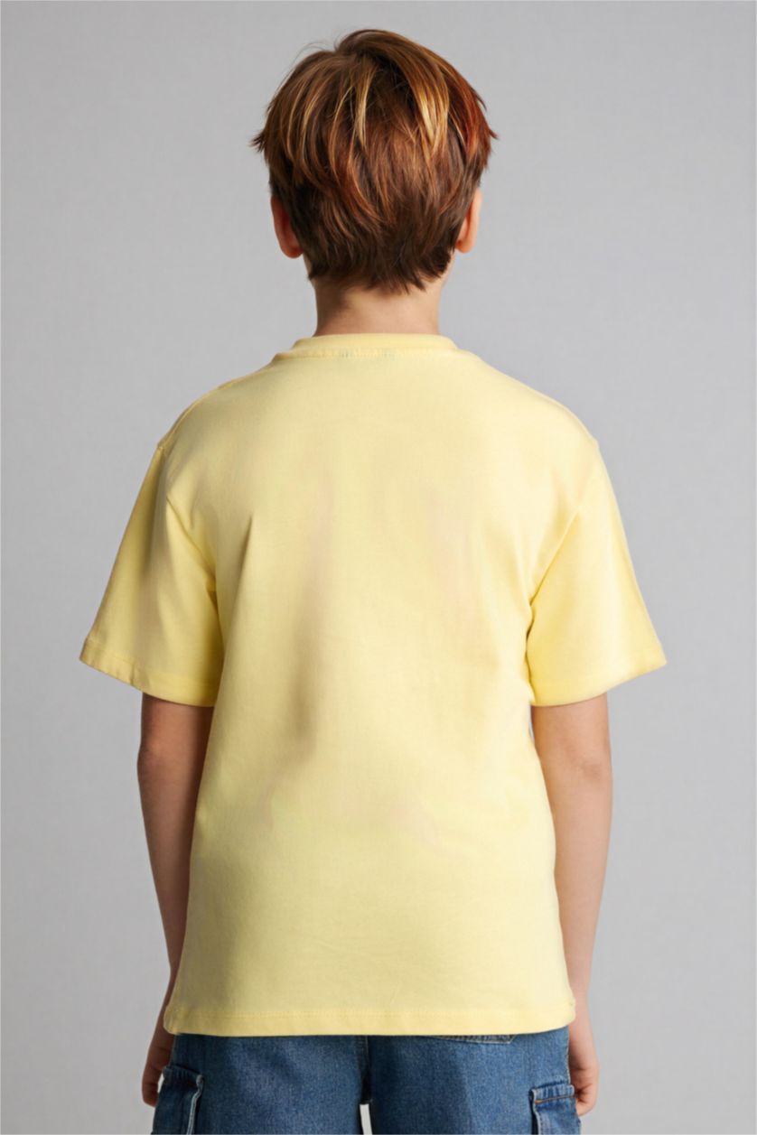 Мальчики и подростки Желтый Футболка Regular Fit с круглым вырезом мишкой и коротким рукавом для мальчиков