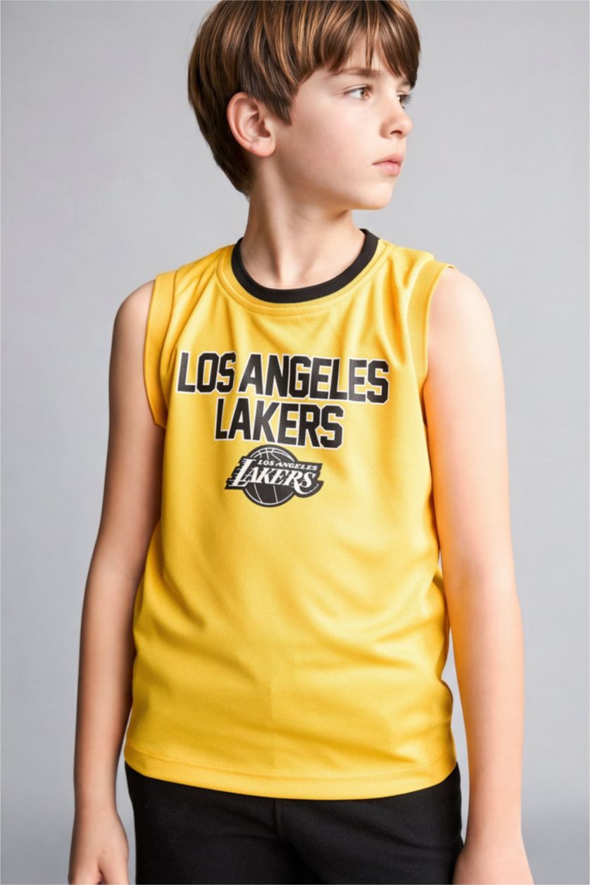 GARÇONS Jaune Débardeur NBA Los Angeles Lakers à col rond pour garçon