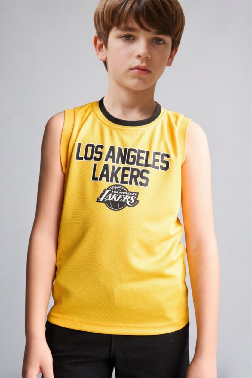 GARÇONS Jaune Débardeur NBA Los Angeles Lakers à col rond pour garçon