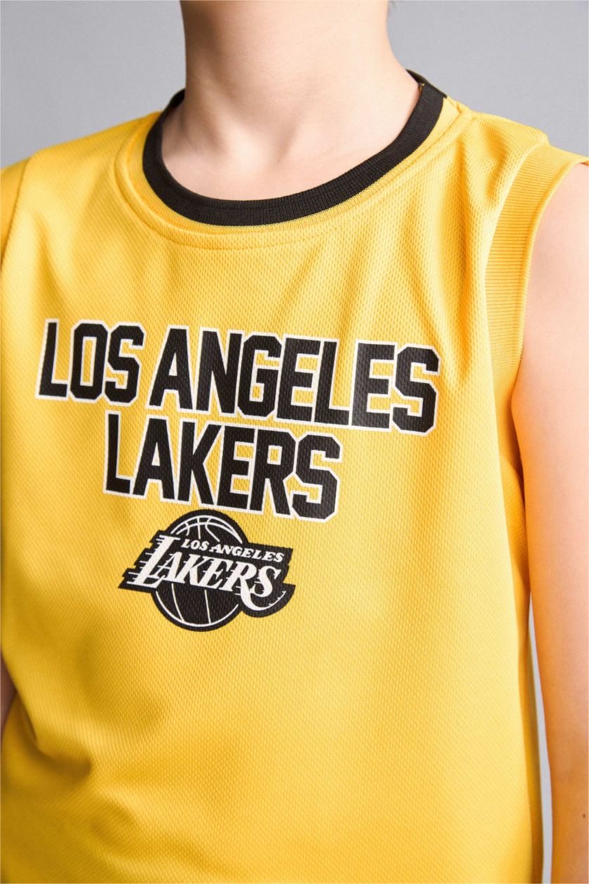 Young Boys - Teen Boys Yellow Boy Regular Fit NBA Los Angeles Lakers Licensed Tulle Tank Top