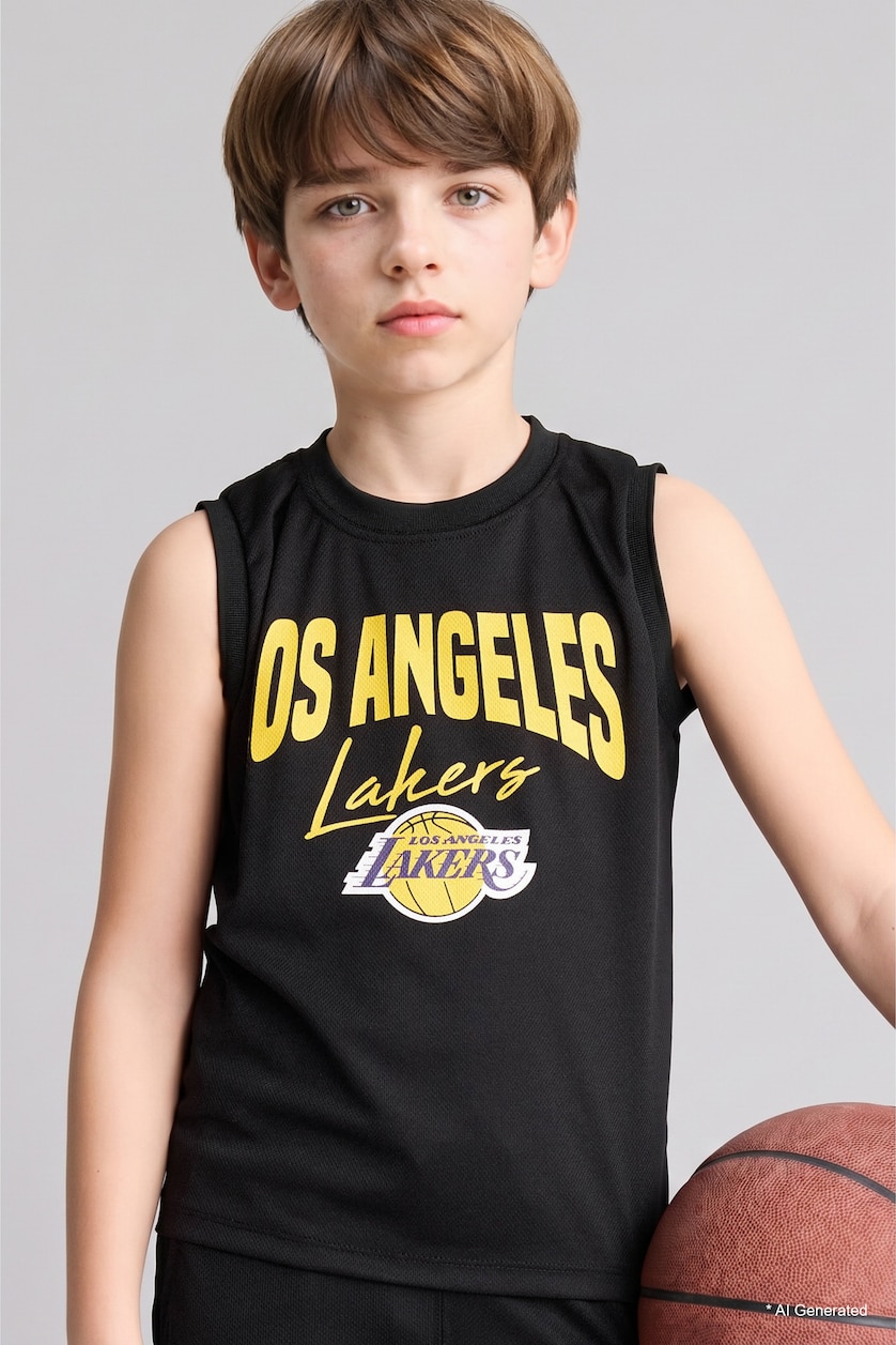 BOYS & TEENS Black Boy Regular Fit NBA Los Angeles Lakers Tulle Tank Top